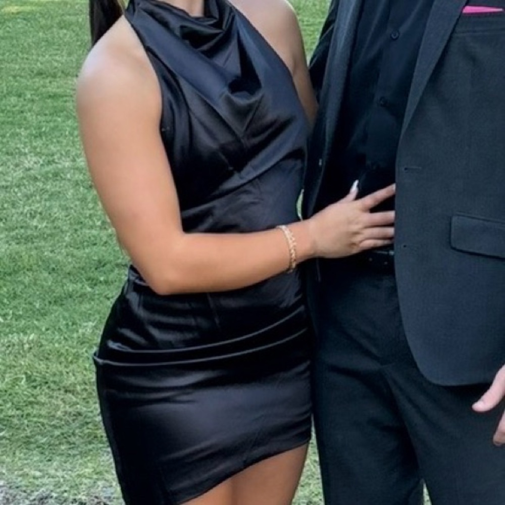 Elegant Black Satin Dress